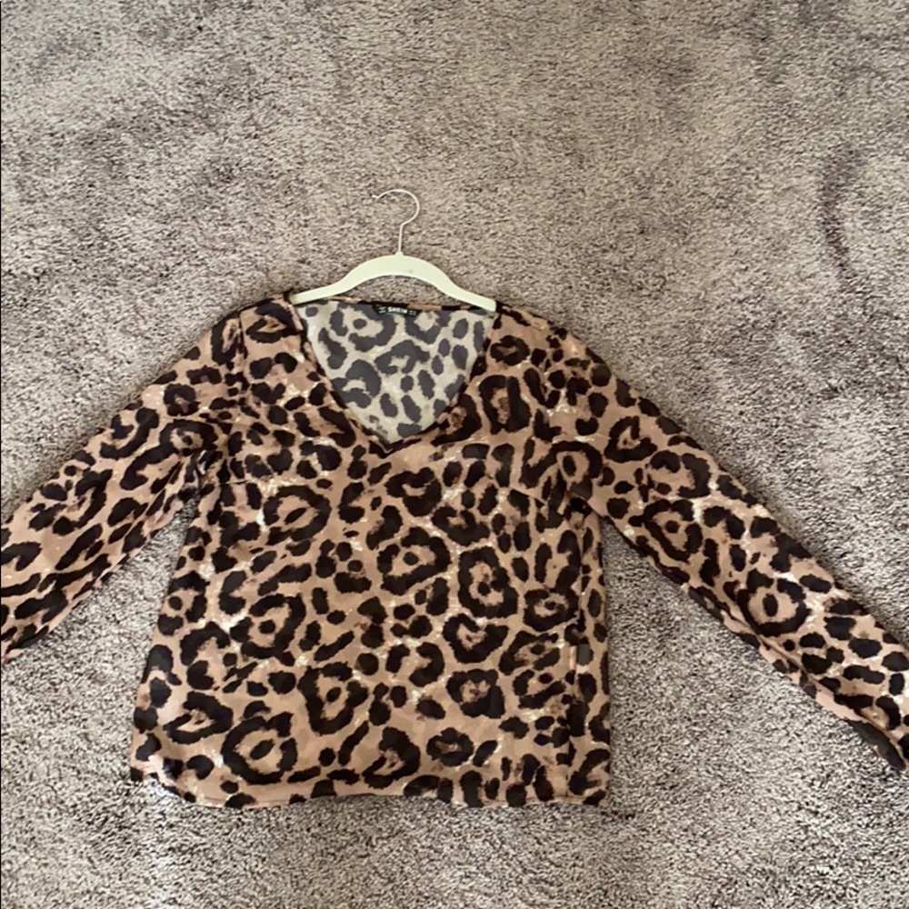 Sheer leopard print blouse